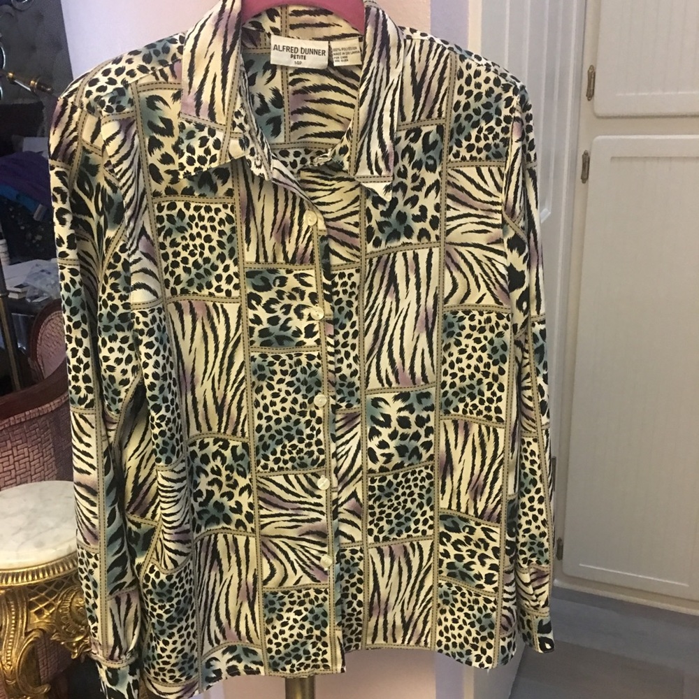 🐆Alfred Dunner Animal Print Blouse (14 Petite)🦓